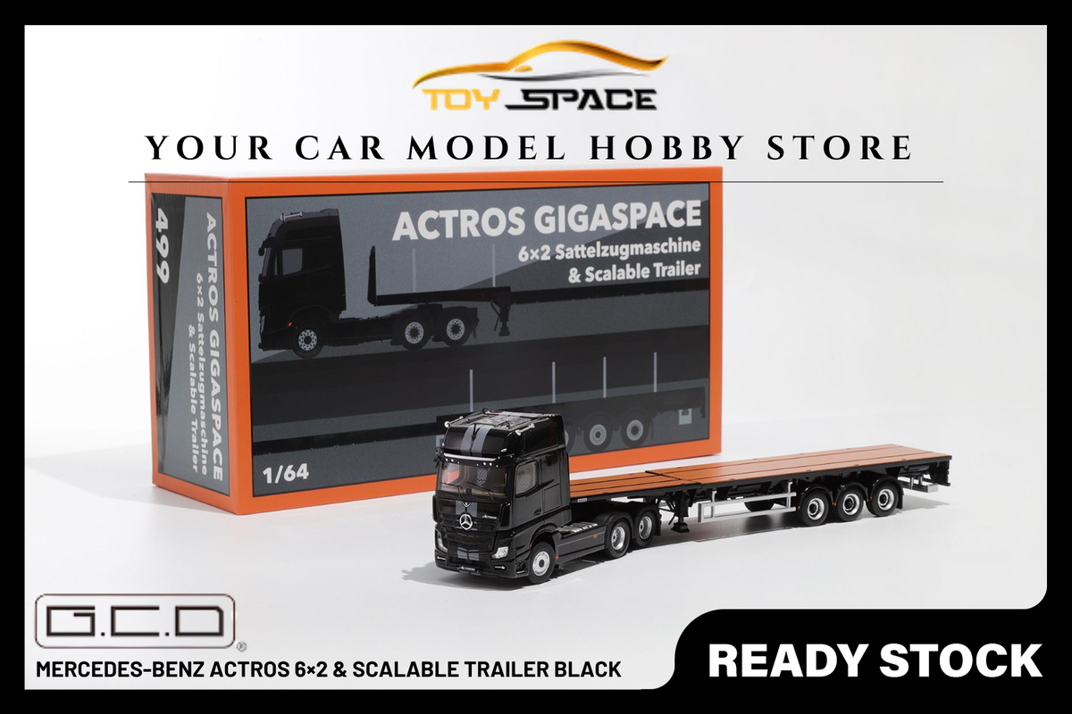 [GCD] 1:64 Mercedes-Benz Actros 6×2 & Scalable Trailer Black