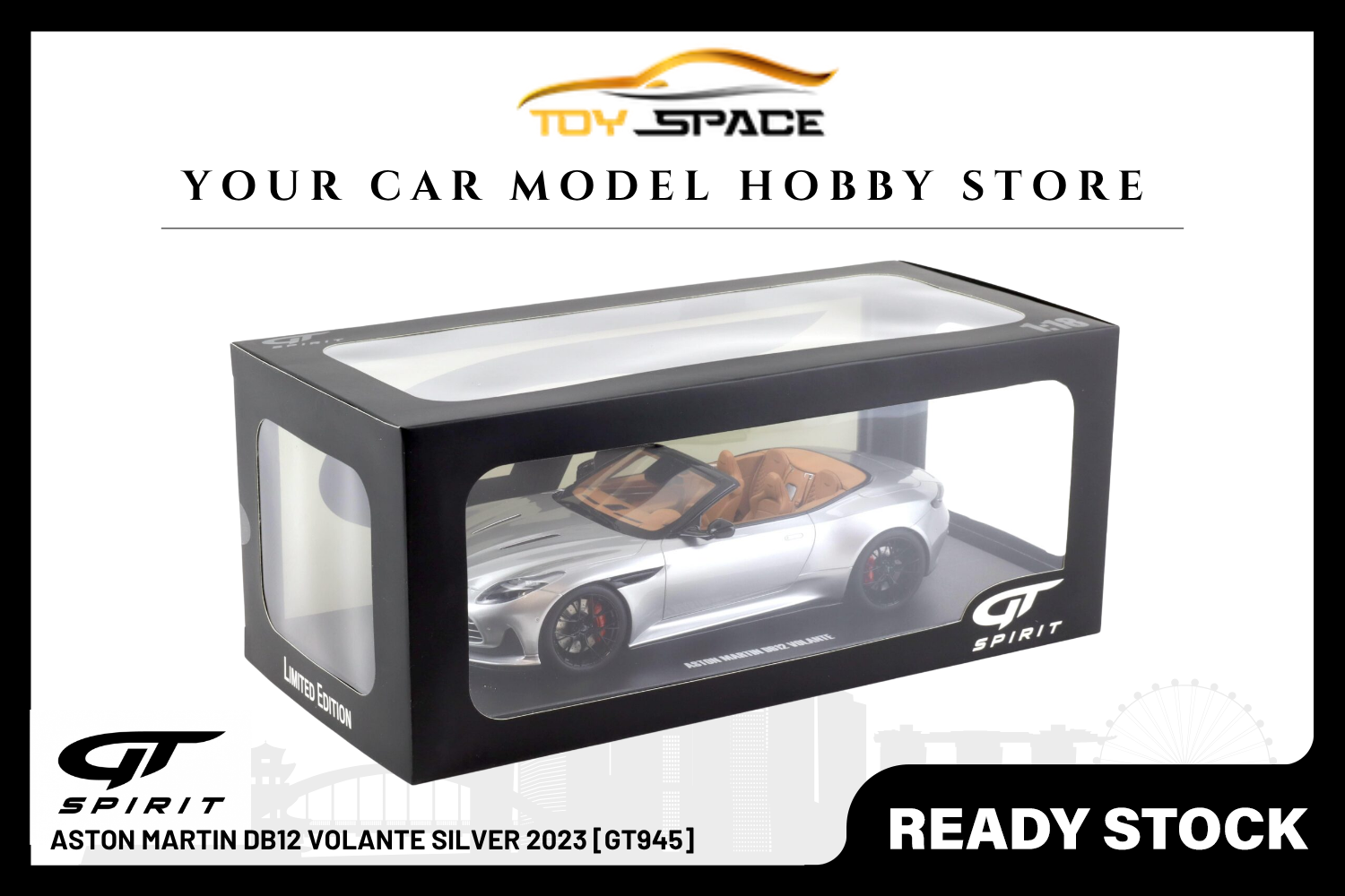 [GT SPIRIT] 1:18 Aston Martin DB12 Volante Silver 2023 [GT945]