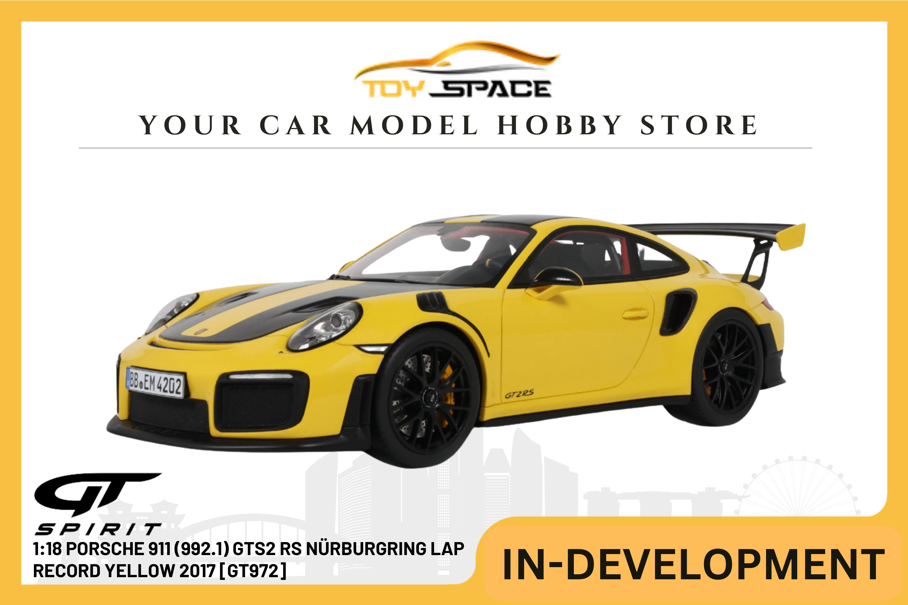 [GT SPIRIT] 1:18 Porsche 911 (992.1) GTS2 RS Nürburgring LAP Record Yellow 2017 [GT972]