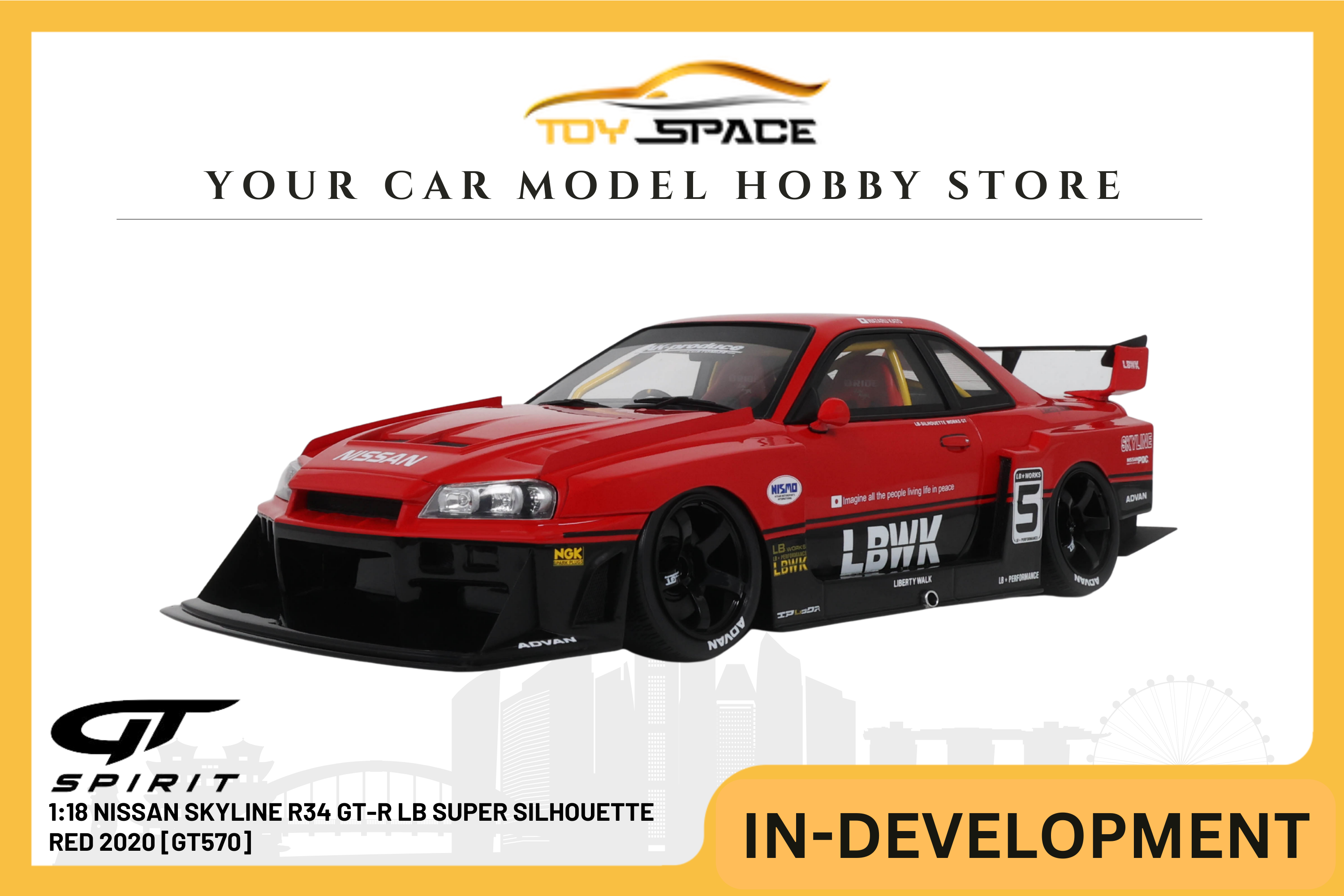 [GT SPIRIT] 1:18 Nissan Skyline R34 GT-R LB Super Silhouette Red 2020 [GT570]