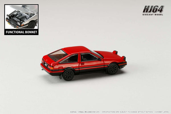 Hobby Japan 1/64 Toyota Sprinter Trueno GT Apex (AE86) JDM Style - Red / Black