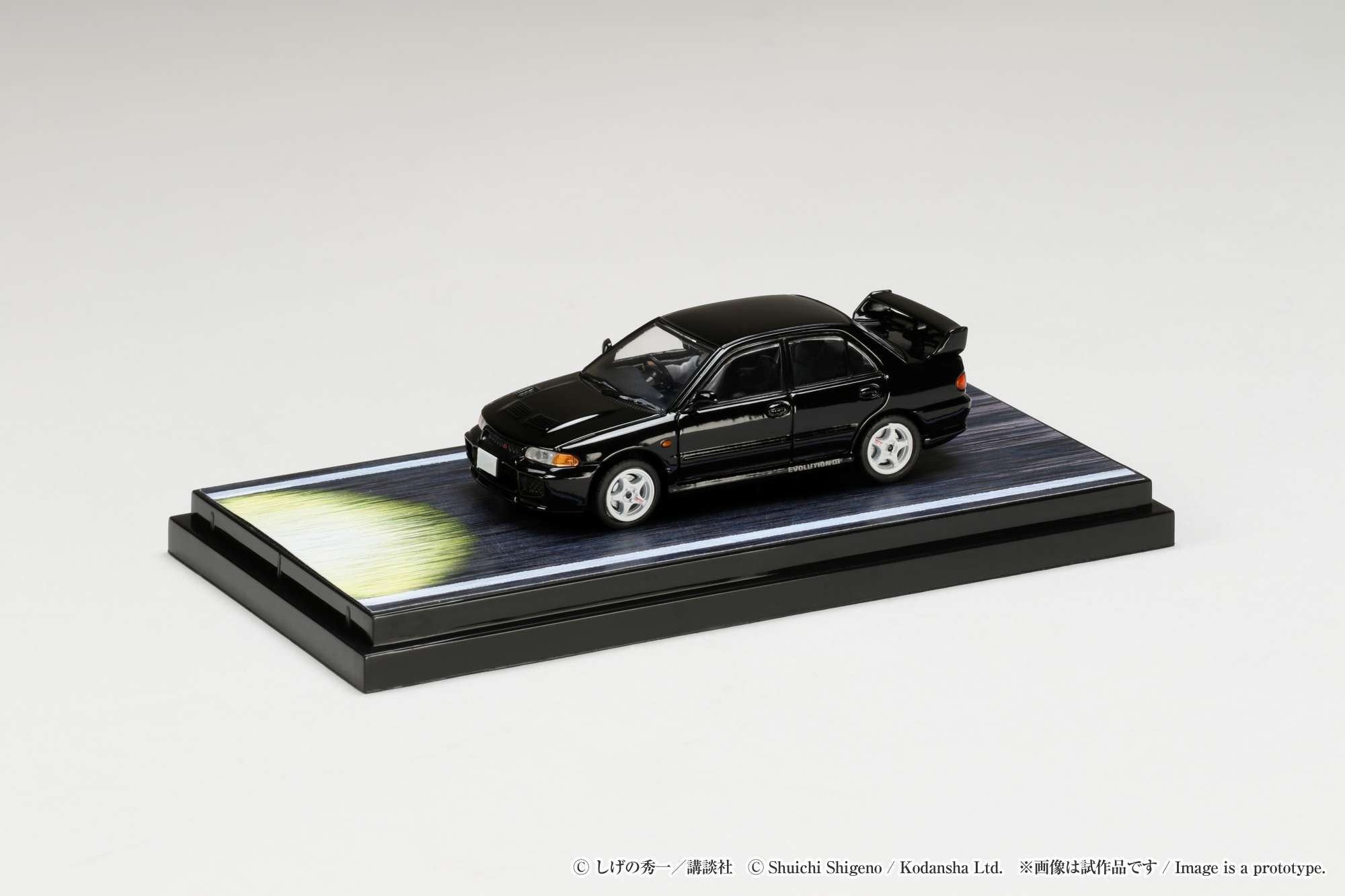 Hobby Japan 1/64 Mitsubishi Lancer RS Evolution Ⅲ / Initial D VS Ryosuke Takahashi With Kyoichi Sudo Figure - Black