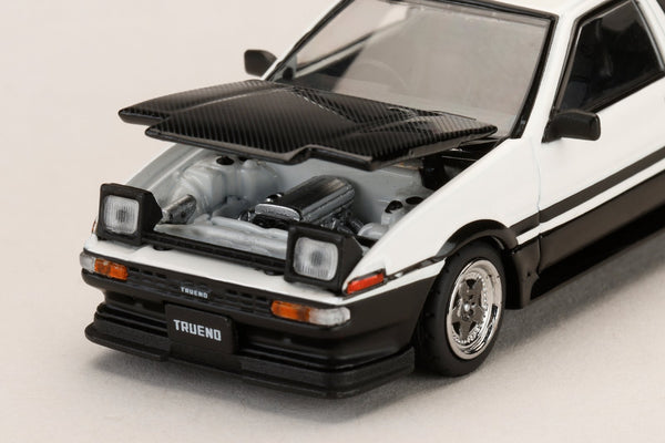 [HOBBY JAPAN] 1:64 Toyota Sprinter Trueno GT Apex (Ae86) Late Version JDM Style Carbon Bonnet White/Black
