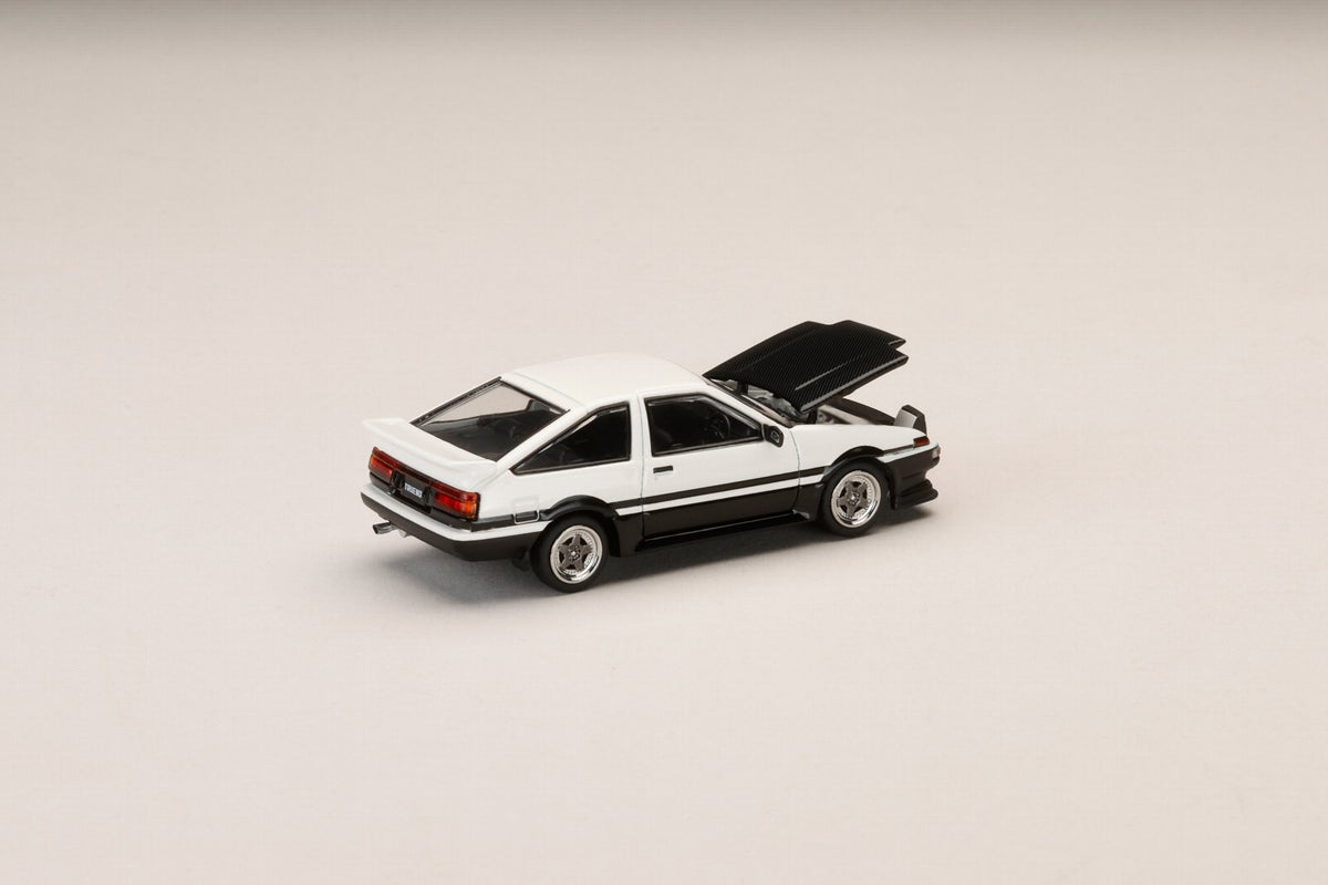 [HOBBY JAPAN] 1:64 Toyota Sprinter Trueno GT Apex (Ae86) Late Version JDM Style Carbon Bonnet White/Black - Toy Space Diecast Online Store Singapore