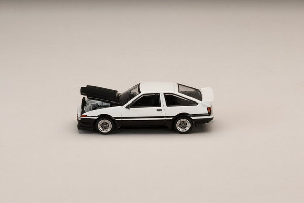 [HOBBY JAPAN] 1:64 Toyota Sprinter Trueno GT Apex (Ae86) Late Version JDM Style Carbon Bonnet White/Black