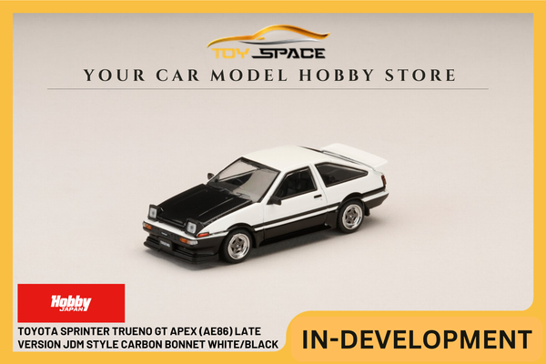 [HOBBY JAPAN] 1:64 Toyota Sprinter Trueno GT Apex (Ae86) Late Version JDM Style Carbon Bonnet White/Black