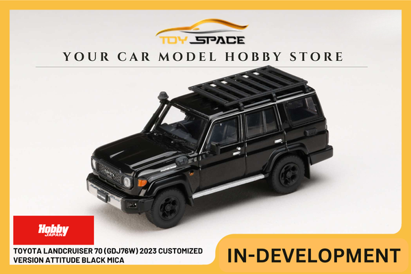 [HOBBY JAPAN] 1:64 Toyota Landcruiser 70 (GDJ76W) 2023 Customized Version Attitude Black Mica - Toy Space Diecast Online Store Singapore