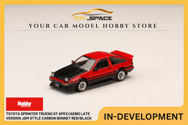 [HOBBY JAPAN] 1:64 Toyota Sprinter Trueno GT Apex (Ae86) Late Version JDM Style Carbon Bonnet Red/Black