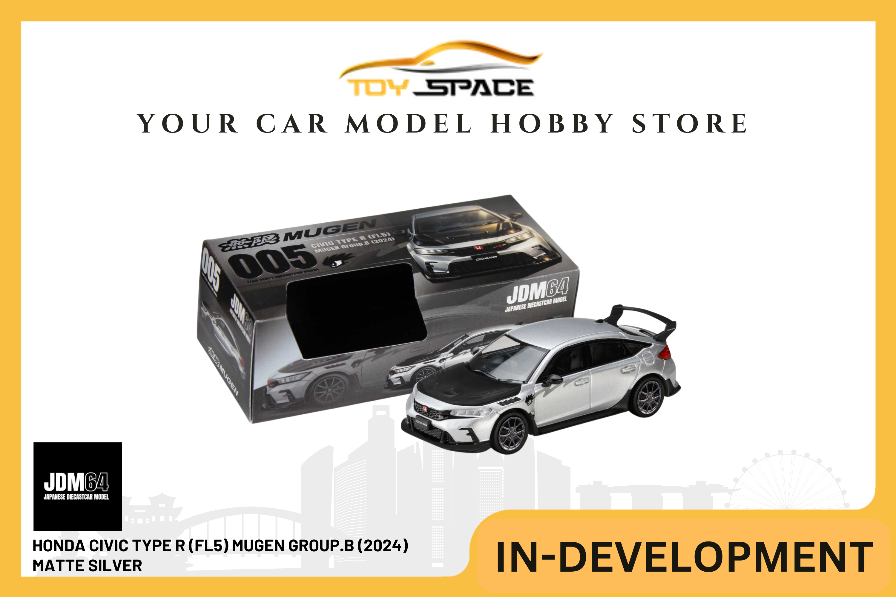 [JDM64] 1:64 Honda Civic Type R (FL5) Mugen Group.B (2024) Matte Silver