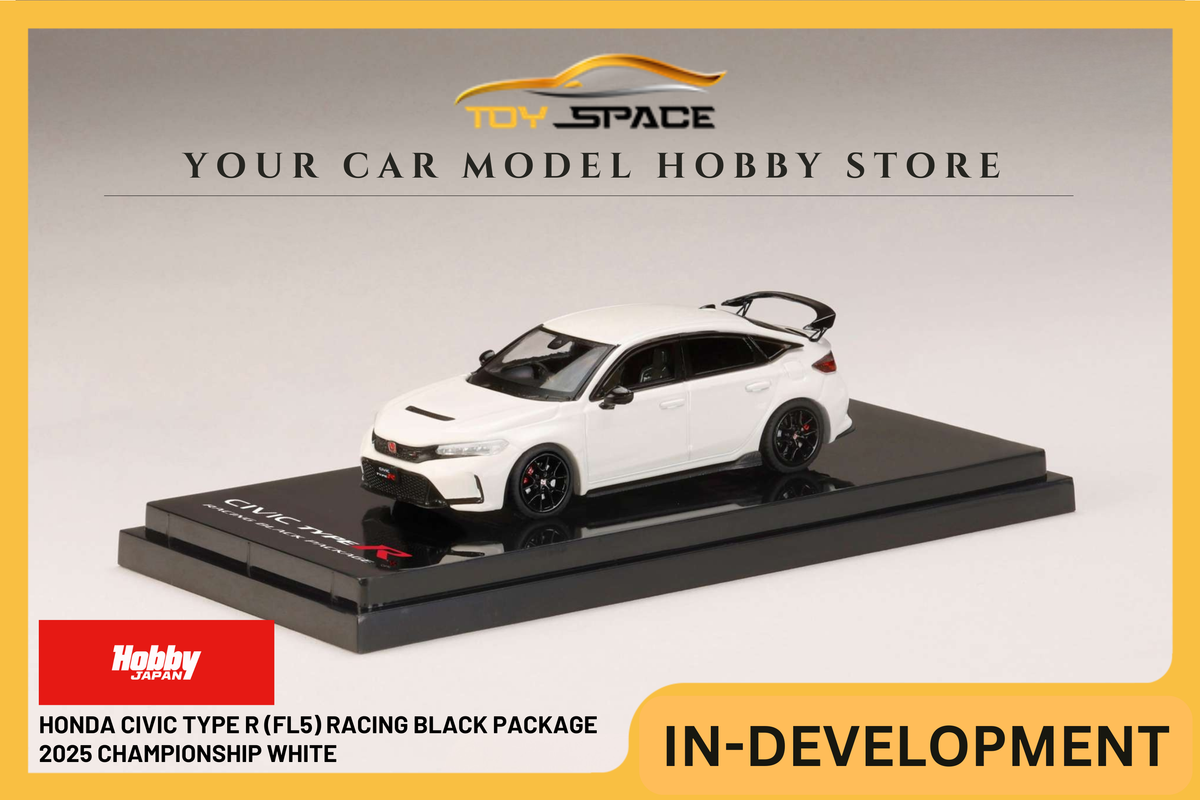[HOBBY JAPAN] 1:64 Honda Civic Type R (FL5) Racing Black Package 2025 Championship White - Toy Space Diecast Online Store Singapore
