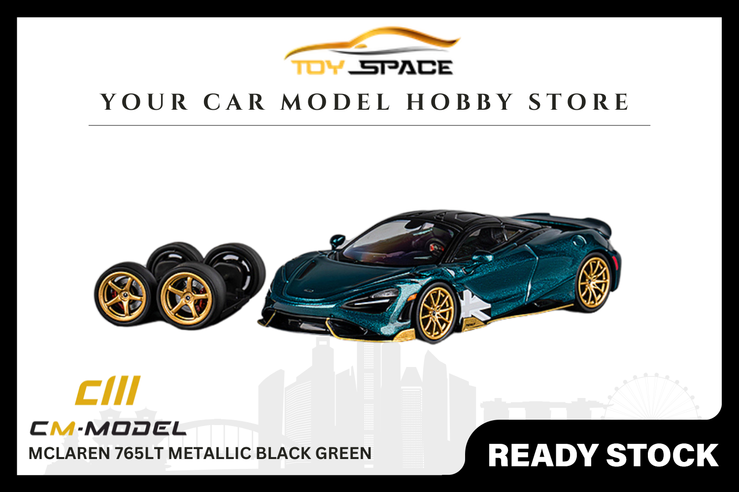 [CM MODEL] 1/64 Mclaren 765LT Metallic Black Green