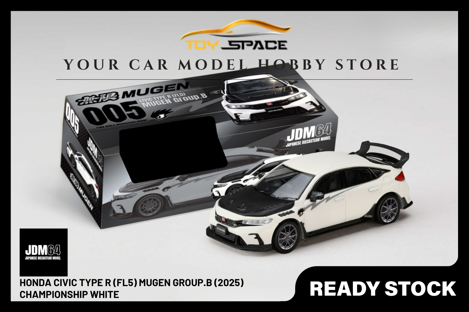 [HOBBY JAPAN] 1:64 Honda Civic Type R (FL5) Mugen Group.B (2025) Championship White
