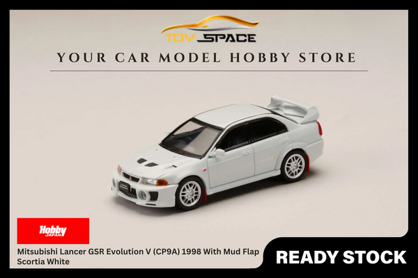[HOBBY JAPAN] 1:64 Mitsubishi Lancer GSR Evolution V (CP9A) 1998 With Mud Flap Scortia White