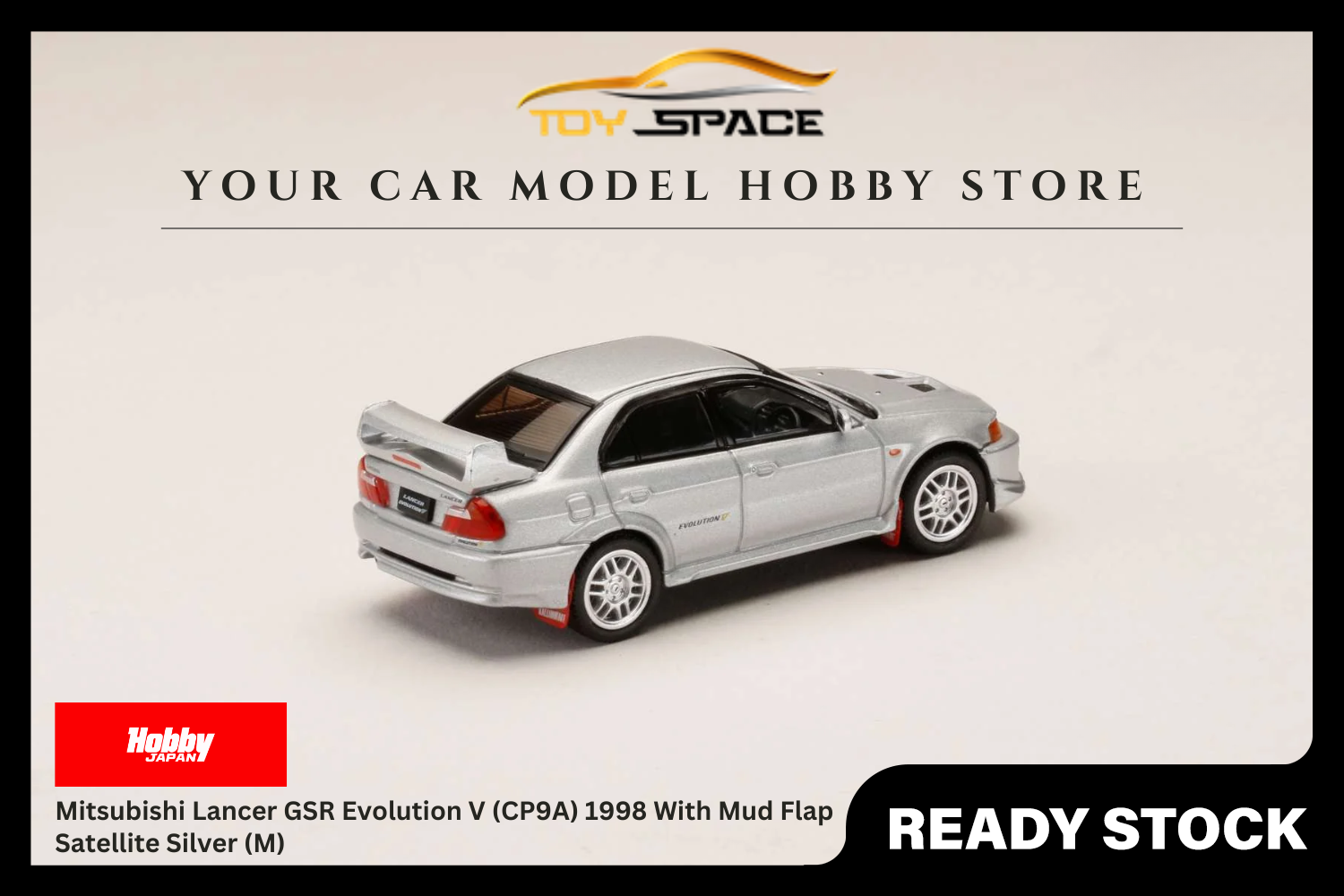 [HOBBY JAPAN] 1:64 Mitsubishi Lancer GSR Evolution V (CP9A) 1998 With Mud Flap Satellite Silver (M)