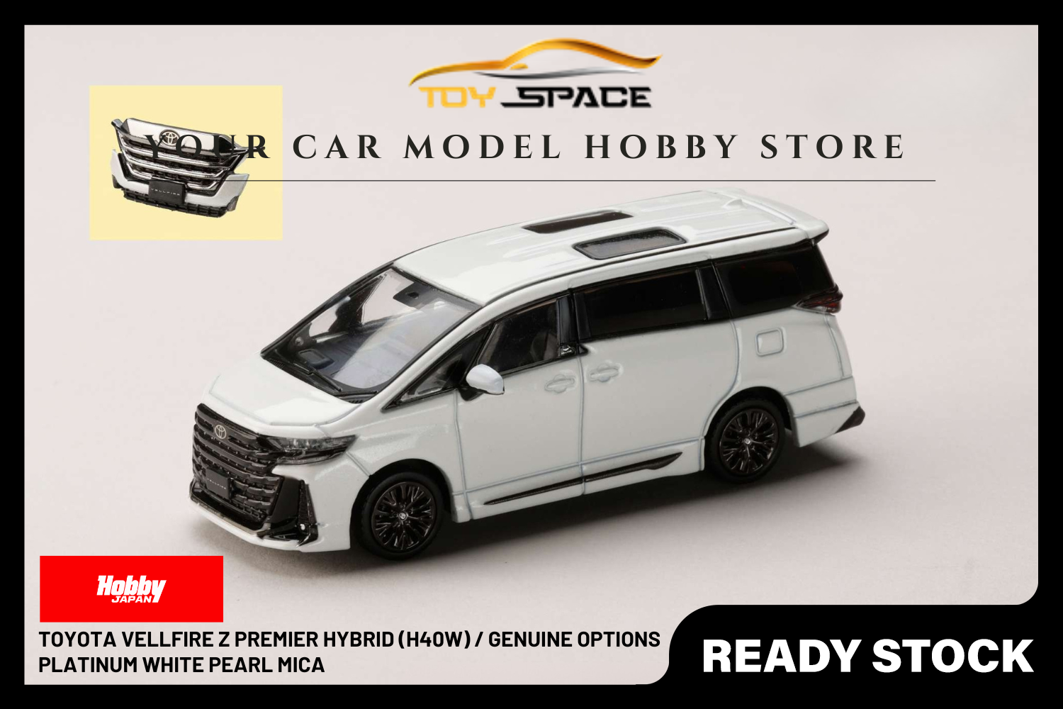 [HOBBY JAPAN] 1:64 Toyota Vellfire Z Premier Hybrid (H40W) / Genuine Options Platinum White Pearl Mica