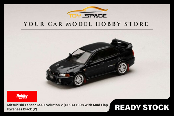 [HOBBY JAPAN] 1:64 Mitsubishi Lancer GSR Evolution V (CP9A) 1998 With Mud Flap Pyrenees Black (P)