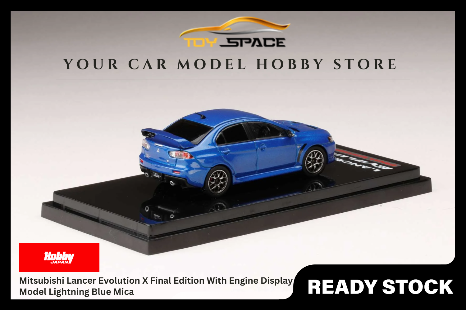 [HOBBY JAPAN] 1:64 Mitsubishi Lancer Evolution X Final Edition With Engine Display Model Lightning Blue Mica