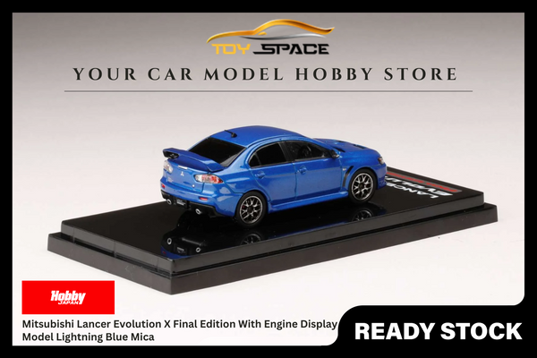 [HOBBY JAPAN] 1:64 Mitsubishi Lancer Evolution X Final Edition With Engine Display Model Lightning Blue Mica