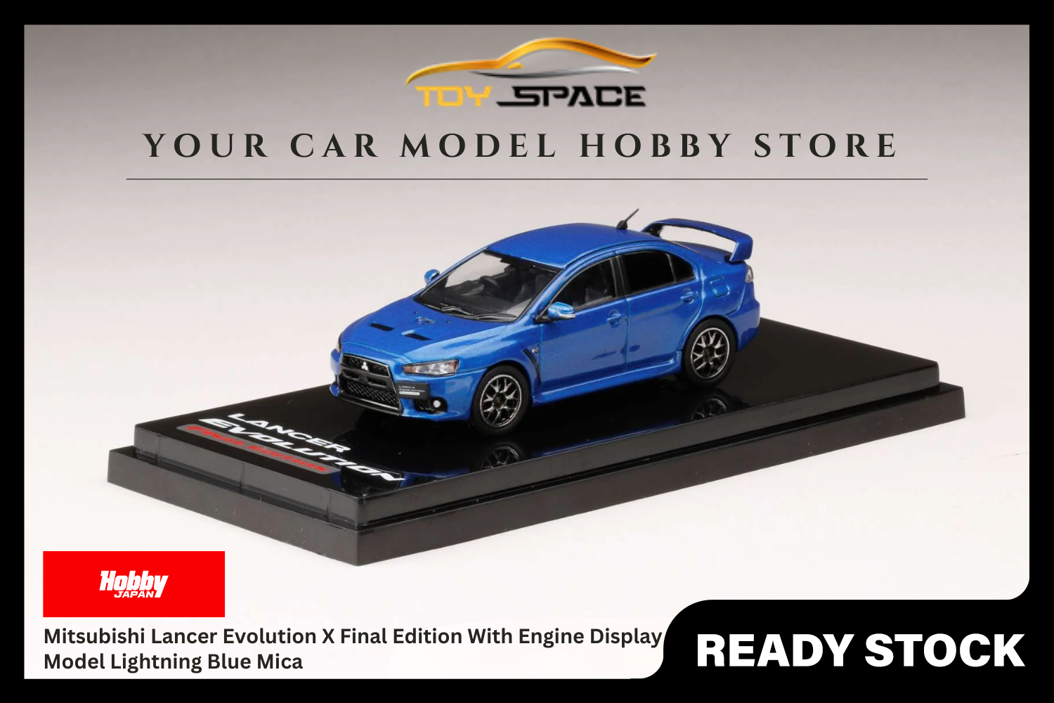 [HOBBY JAPAN] 1:64 Mitsubishi Lancer Evolution X Final Edition With Engine Display Model Lightning Blue Mica