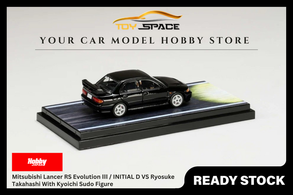 [HOBBY JAPAN] 1:64 Mitsubishi Lancer RS Evolution Ⅲ / INITIAL D VS Ryosuke Takahashi With Kyoichi Sudo Figure
