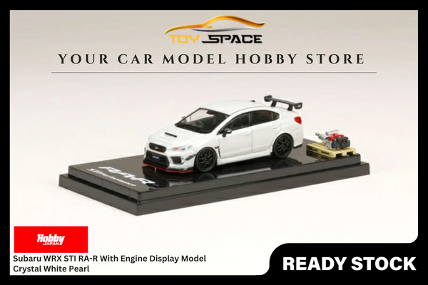 [HOBBY JAPAN] 1:64 Subaru WRX STI RA-R With Engine Display Model Crystal White Pearl