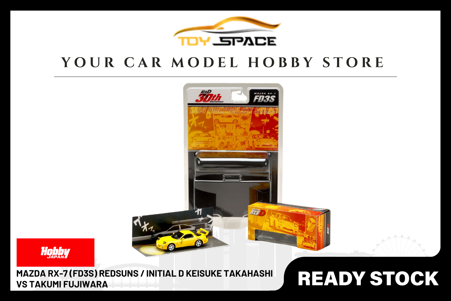 [HOBBY JAPAN] 1:64 Mazda RX-7 (FD3S) RedSuns / INITIAL D Keisuke Takahashi VS Takumi Fujiwara