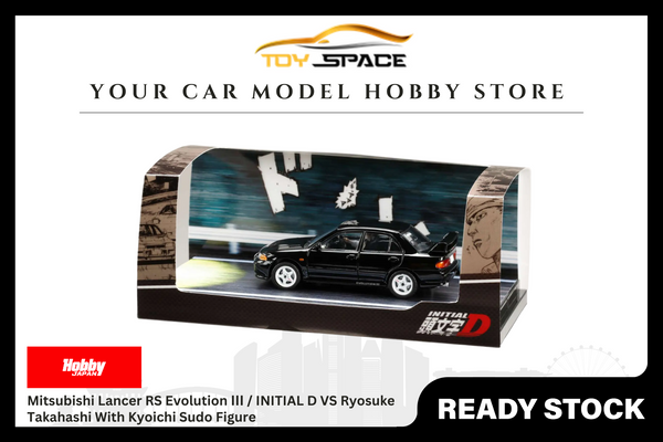 [HOBBY JAPAN] 1:64 Mitsubishi Lancer RS Evolution Ⅲ / INITIAL D VS Ryosuke Takahashi With Kyoichi Sudo Figure