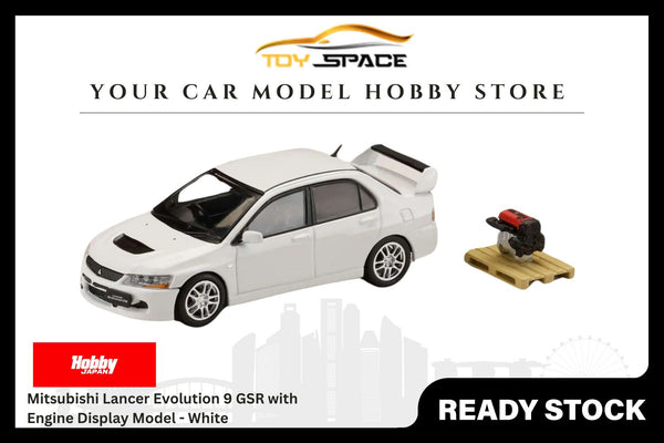 [HOBBY JAPAN] 1/64 Mitsubishi Lancer Evolution 9 GSR with Engine Display Model - White