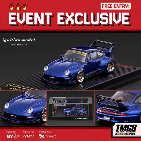 [IGNITION MODEL] 1:64 RWB 993 Blue Metallic 2026 TMCS Limited Edition [IG4143] - Toy Space Diecast Online Store Singapore