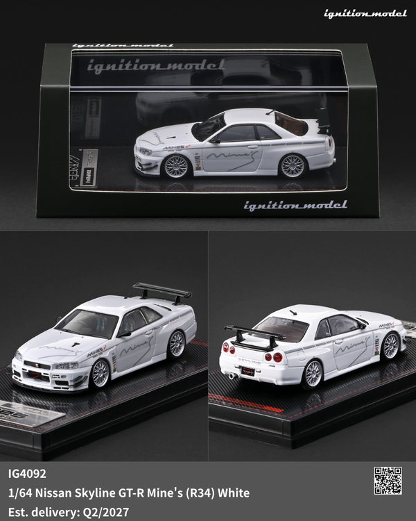 [IGNITION MODEL] 1:64 Nissan Skyline GT-R Mine's (R34) White [IG4092]
