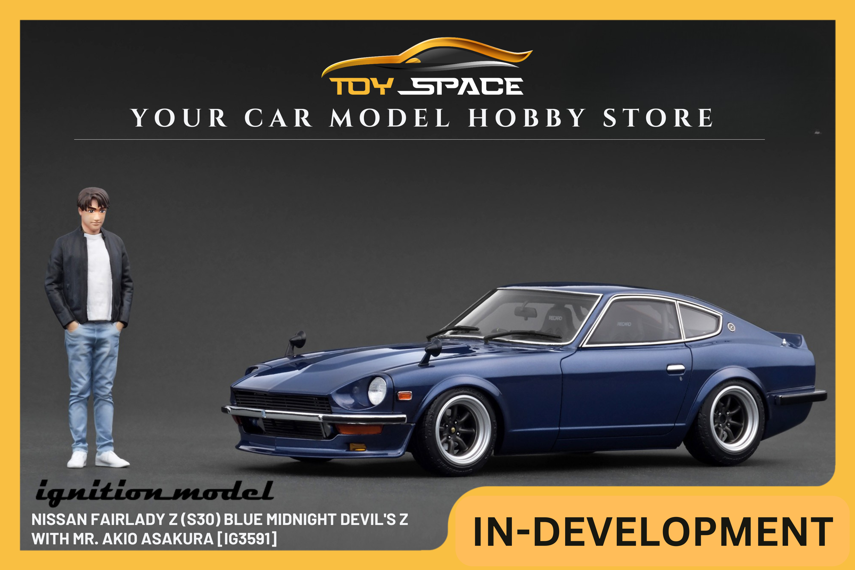 [IGNITION MODEL] 1:18 Nissan Fairlady Z (S30) Blue MIDNIGHT Devil's Z With Mr. Akio Asakura [IG3591]