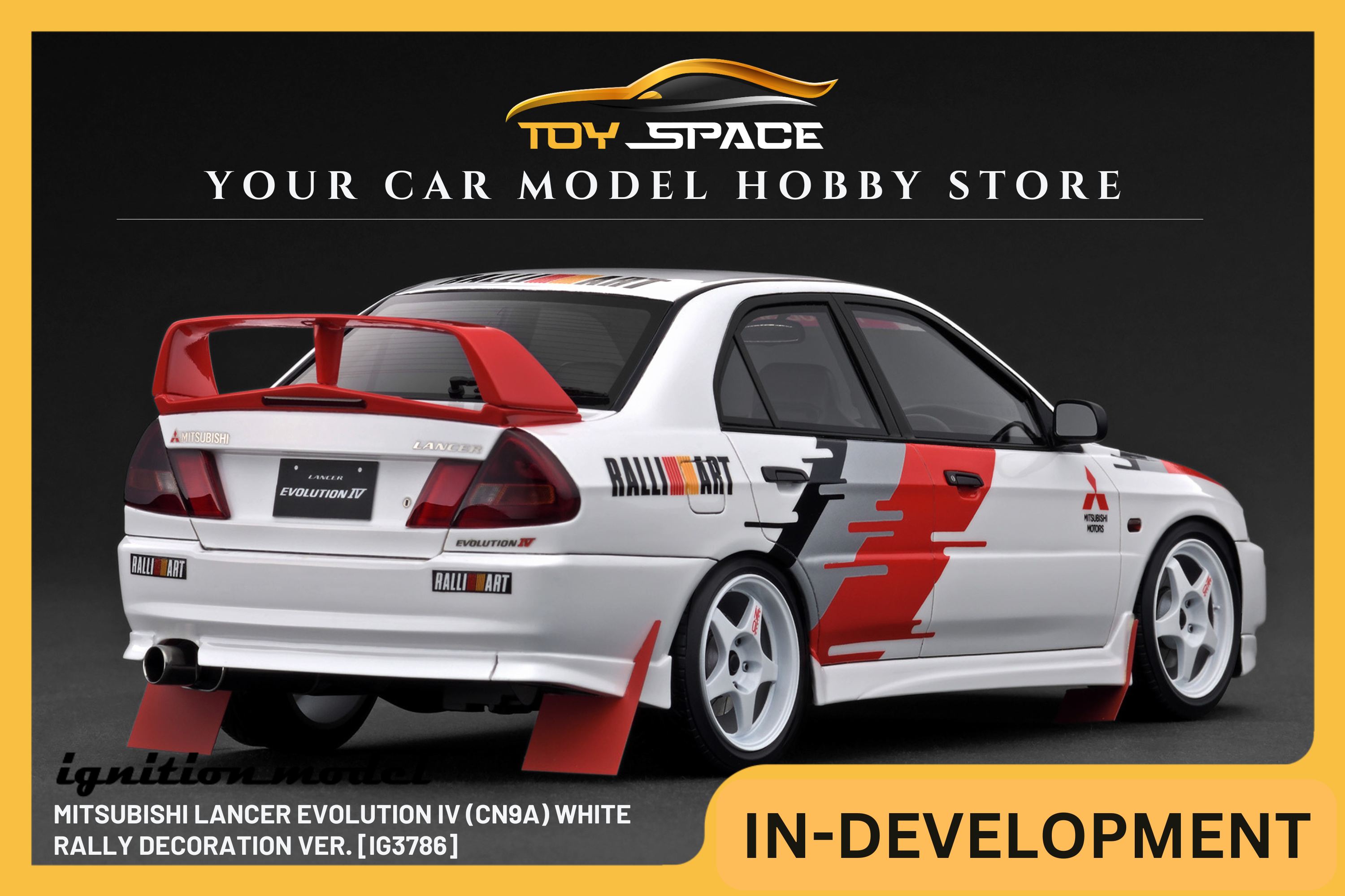 [IGNITION MODEL] 1:18 Mitsubishi Lancer Evolution IV (CN9A) White Rally Decoration Ver. [IG3786]