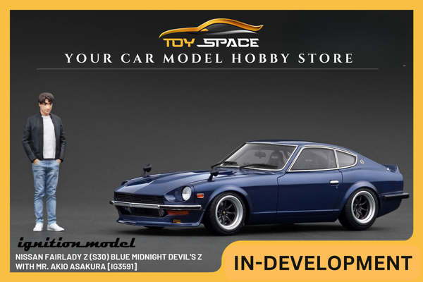 [IGNITION MODEL] 1:18 Nissan Fairlady Z (S30) Blue MIDNIGHT Devil's Z With Mr. Akio Asakura [IG3591]