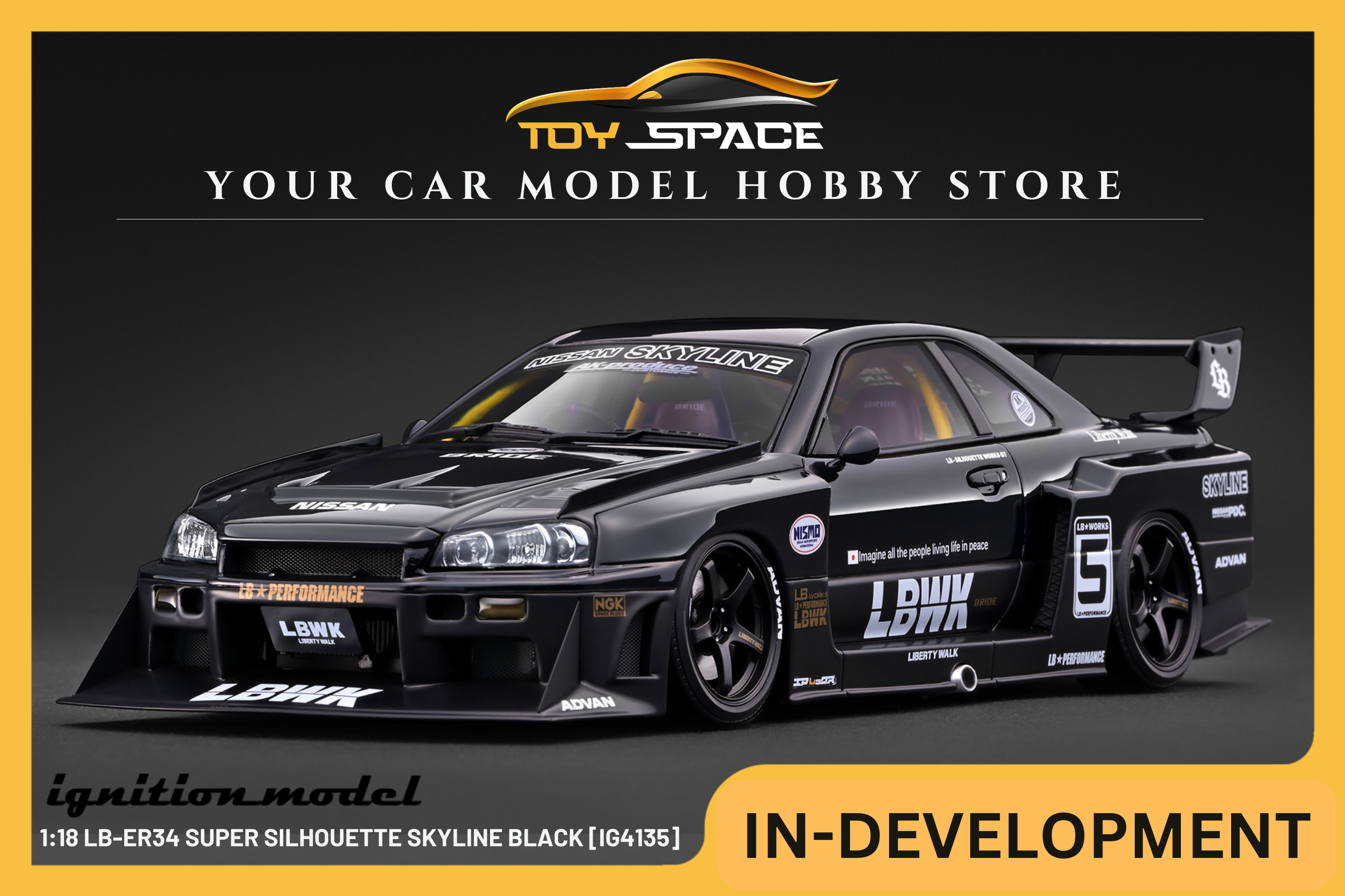 [IGNITION MODEL] 1:18 LB-ER34 Super Silhouette Skyline Black [IG4135]