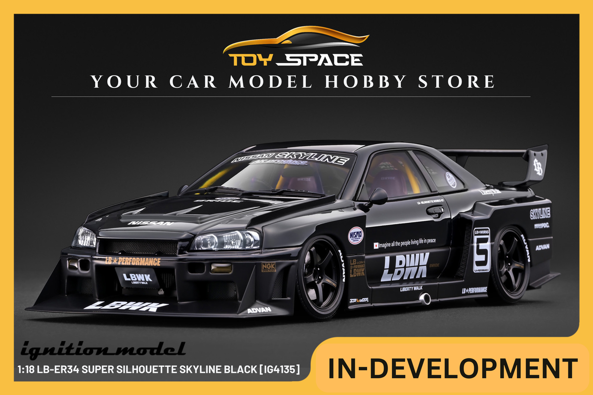 [IGNITION MODEL] 1:18 LB-ER34 Super Silhouette Skyline Black [IG4135] - Toy Space Diecast Online Store Singapore
