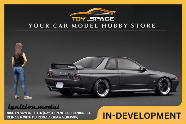 [IGNITION MODEL] 1:18 Nissan Skyline GT-R (R32) Gun Metallic MIDNIGHT Reina's R With Ms.Reina Akikawa [IG3595]
