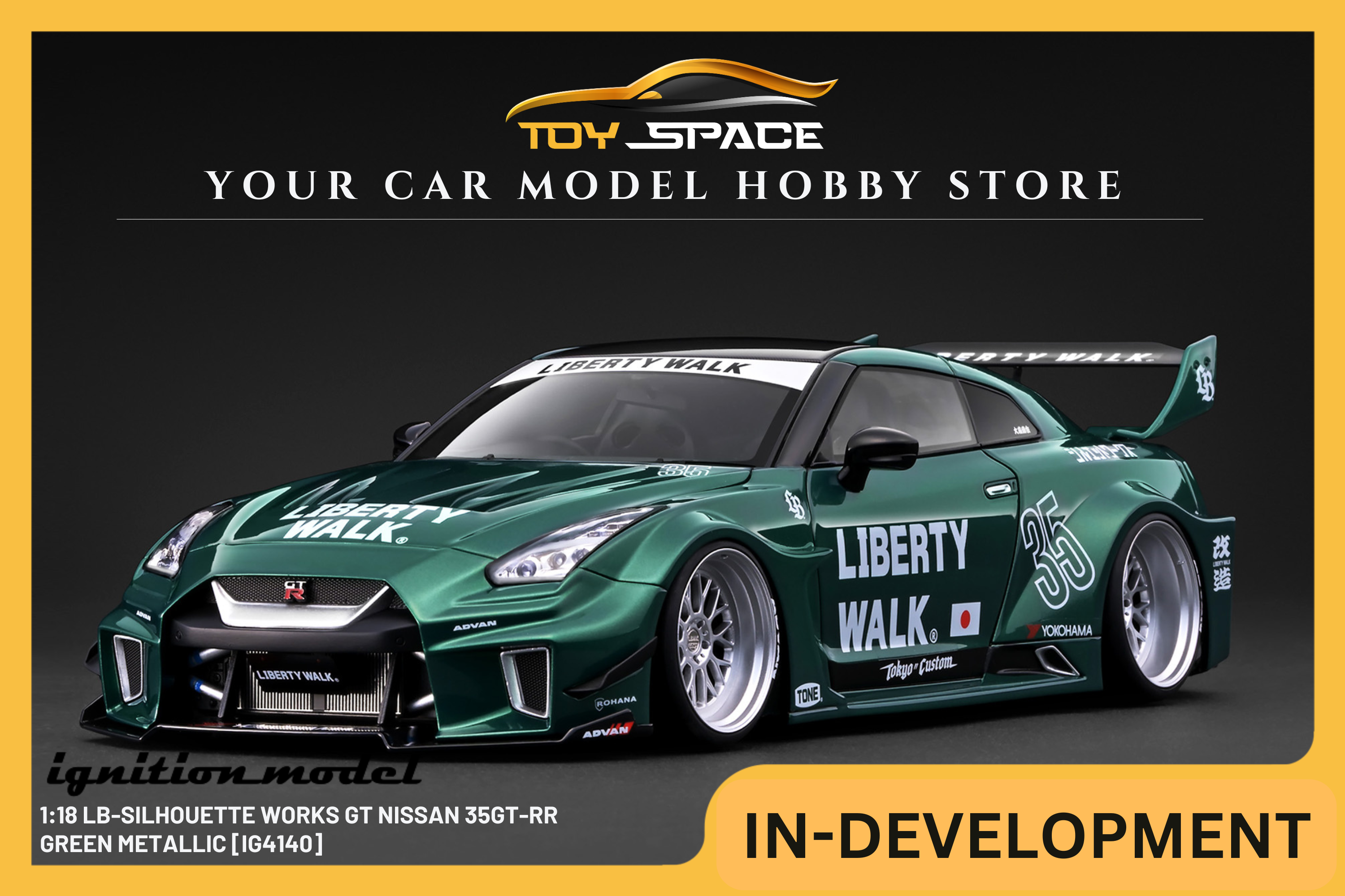 [IGNITION MODEL] 1:18 LB-Silhouette Works GT Nissan 35GT-RR Green Metallic [IG4140] - Toy Space Diecast Online Store Singapore