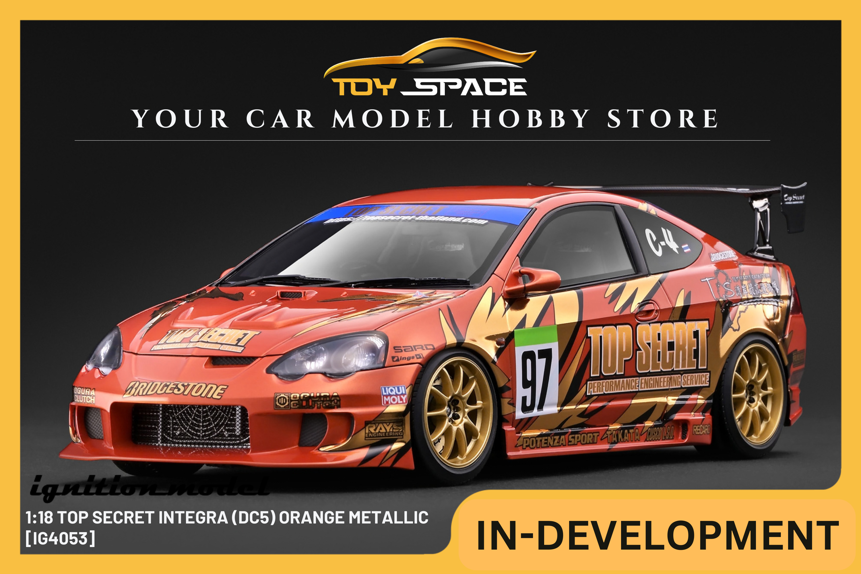 [IGNITION MODEL] 1:18 Top Secret Integra (DC5) Orange Metallic [IG4053]