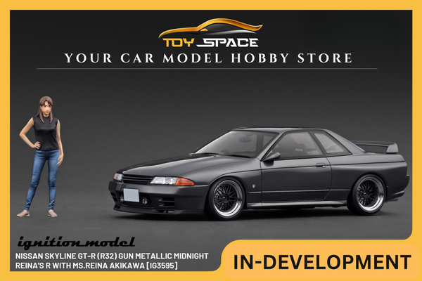 [IGNITION MODEL] 1:18 Nissan Skyline GT-R (R32) Gun Metallic MIDNIGHT Reina's R With Ms.Reina Akikawa [IG3595]