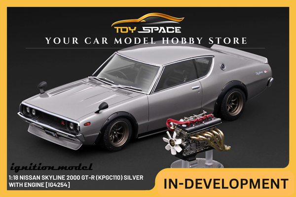 [IGNITION MODEL] 1:18 Nissan Skyline 2000 GT-R (KPGC110) Silver With Engine [IG4254]