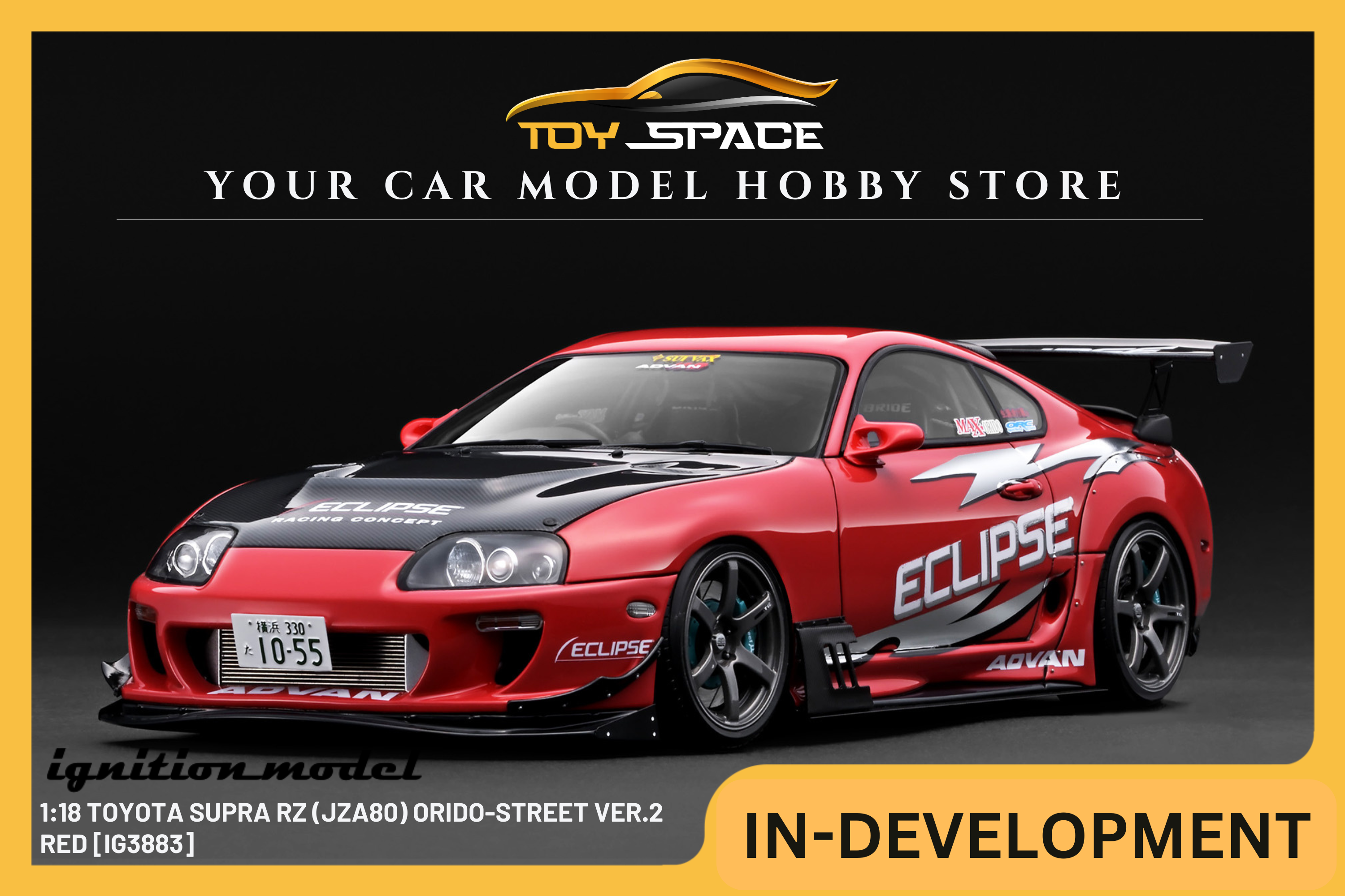 [IGNITION MODEL] 1:18 Toyota Supra RZ (JZA80) ORIDO-STREET Ver.2 Red [IG3883] - Toy Space Diecast Online Store Singapore