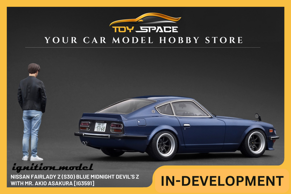 [IGNITION MODEL] 1:18 Nissan Fairlady Z (S30) Blue MIDNIGHT Devil's Z With Mr. Akio Asakura [IG3591]