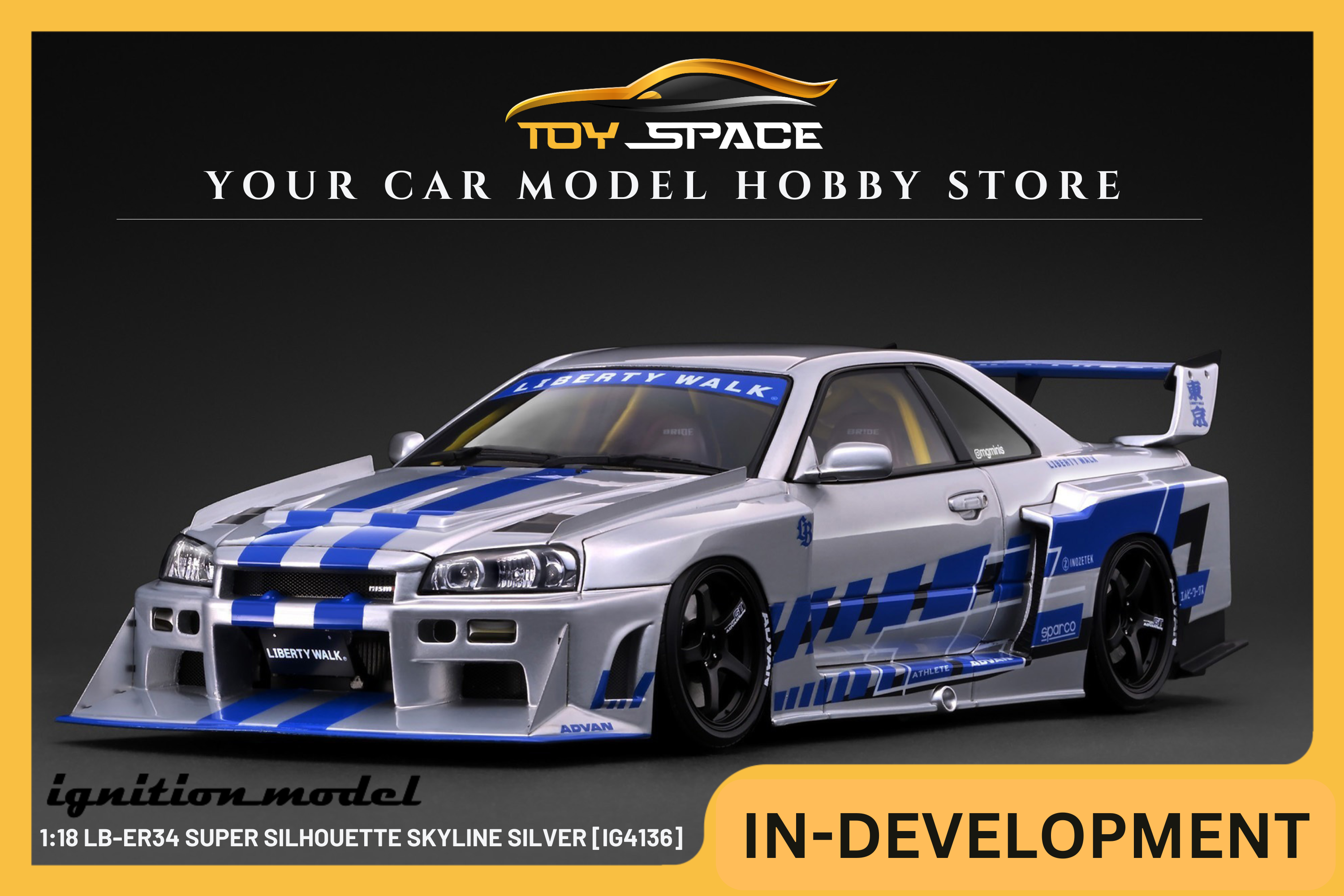 [IGNITION MODEL] 1:18 LB-ER34 Super Silhouette Skyline Silver [IG4136]