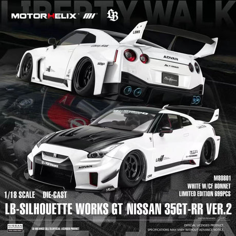[MOTORHELIX] 1:18 LB-Silhouette 35GTR White - Toy Space Diecast Online Store Singapore