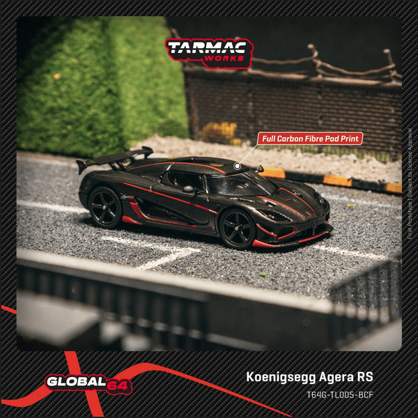 [TARMAC WORKS] 1:64 Koenigsegg Agera RS Black Carbon Fiber / Red Accents