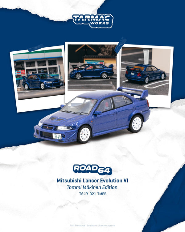 [TARMAC WORKS] 1:64 Mitsubishi Lancer Evolution VI Tommi Mäkinen Edition Blue