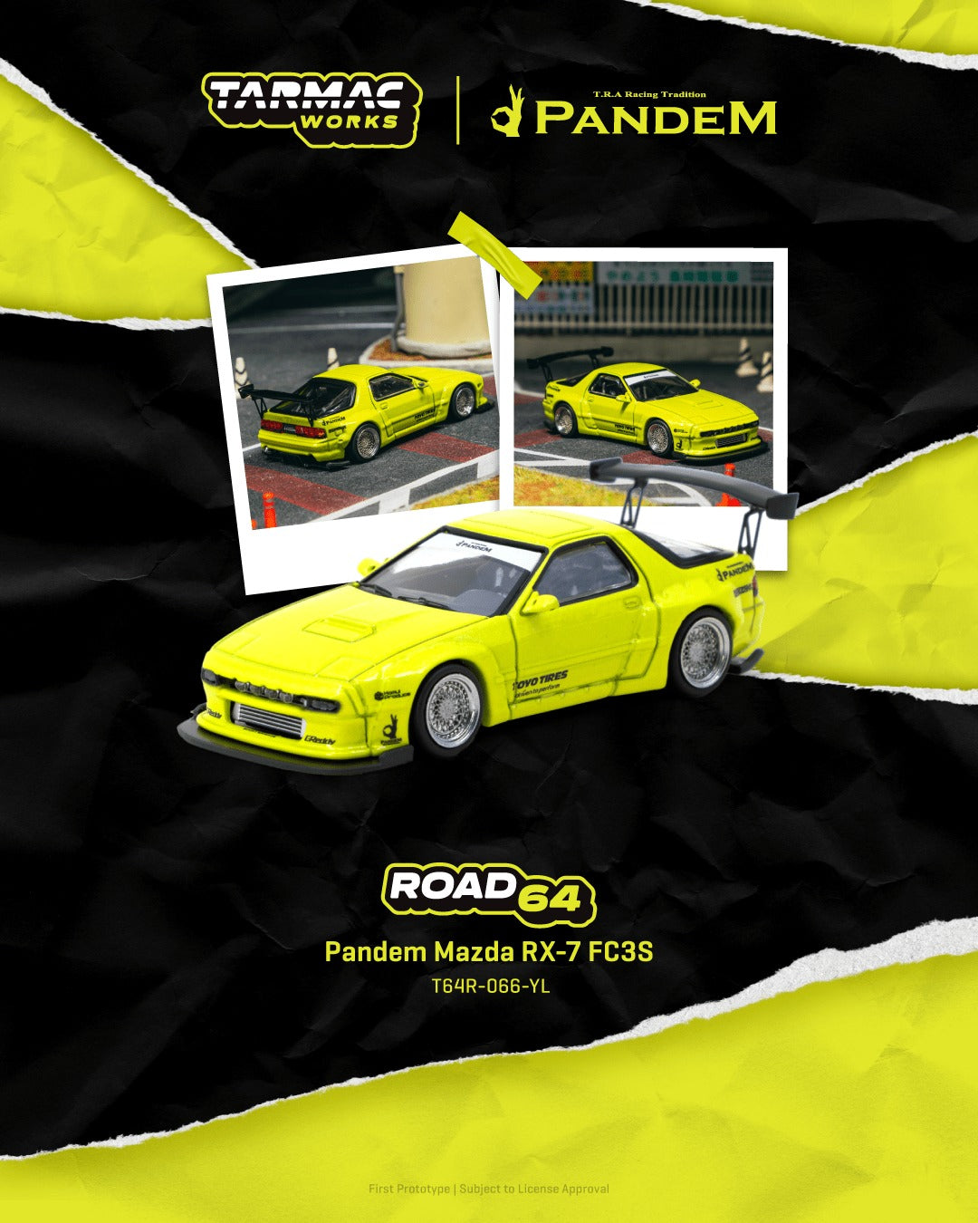 [TARMAC WORKS] 1:64 Pandem Mazda RX-7 FC3S Yellow
