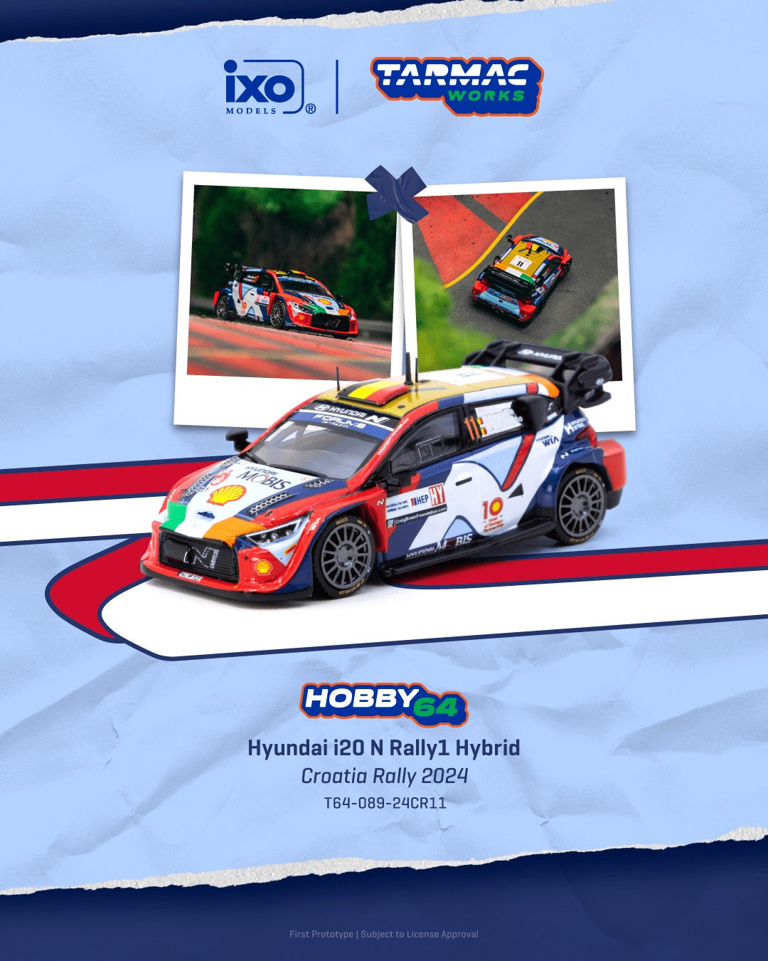[TARMAC WORKS] 1:64 Hyundai i20 N Rally1 Hybrid Croatia Rally 2024 Thierry Neuville / Martijn Wydaeghe