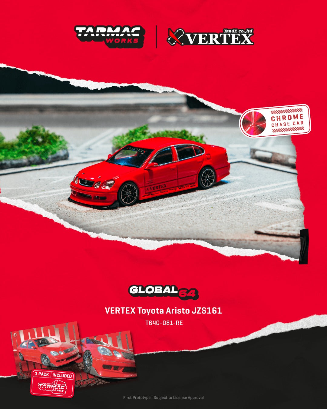 [TARMAC WORKS] 1:64 VERTEX Toyota Aristo JZS161 Red