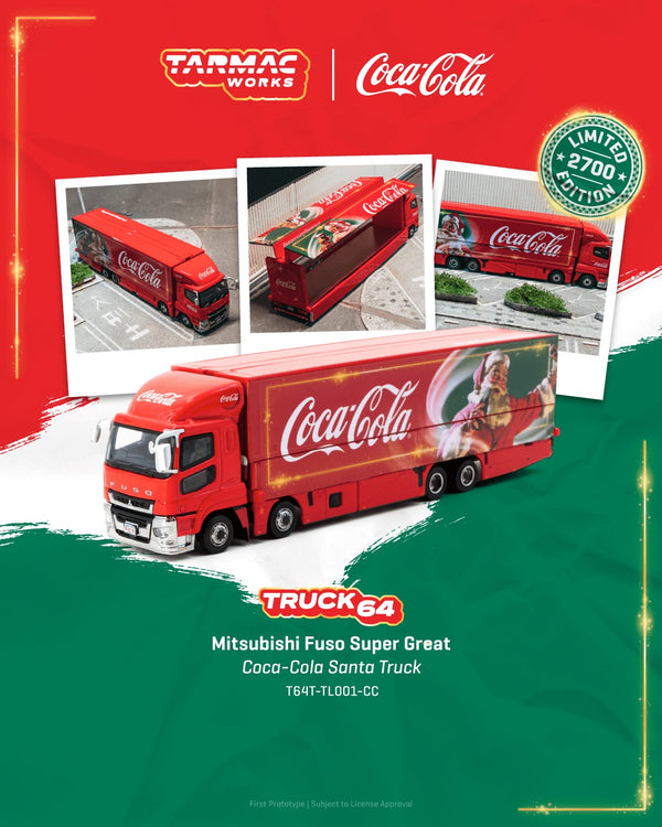 [TARMAC WORKS] 1:64 Mitsubishi Fuso Super Great Coca-Cola Santa Truck